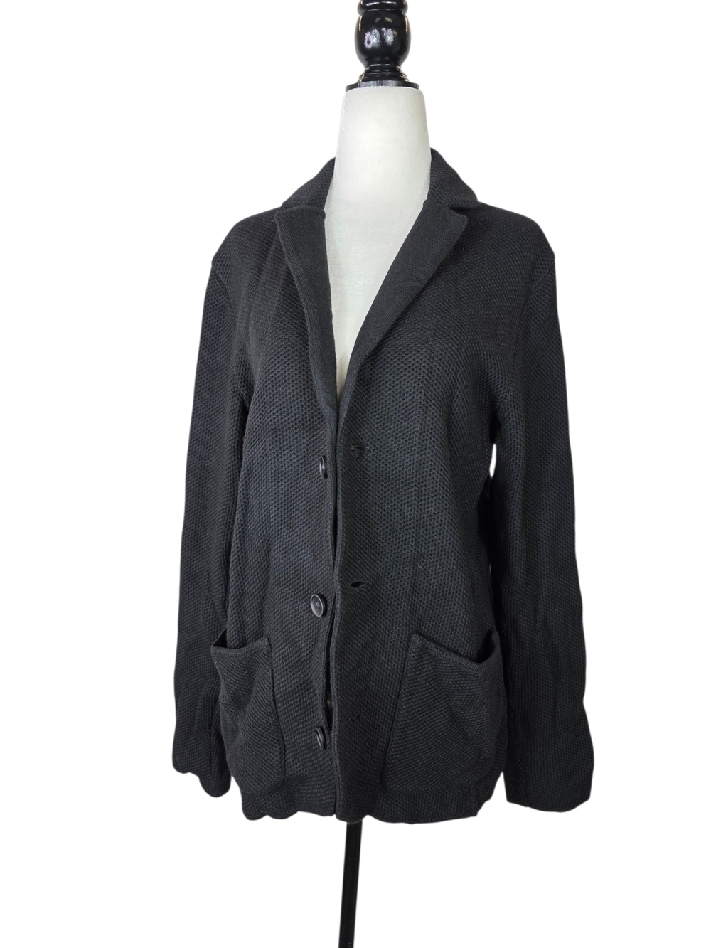 Robert Barakett Black Knit Blazer with Patch Pockets